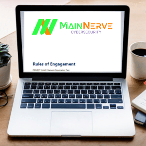 Computer with MainNerve Rules of Engagement document open on it