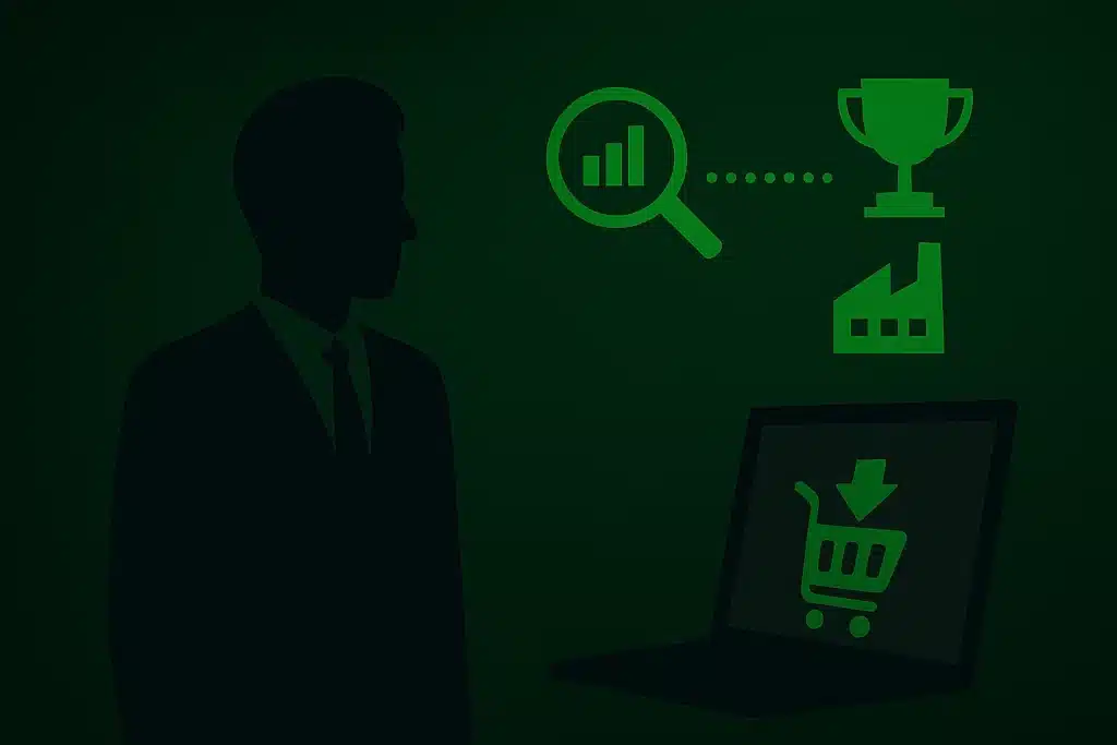 Picture of a silhouette standing in front of a computer with four cyber images meant to represent