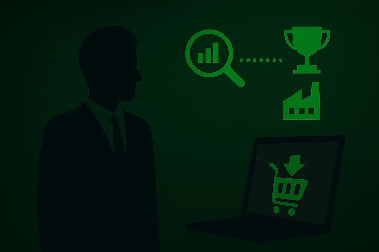 Picture of a silhouette standing in front of a computer with four cyber images meant to represent